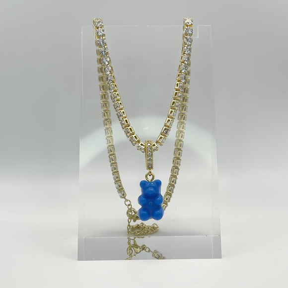 Teddy Bear Necklace - Royal Blue