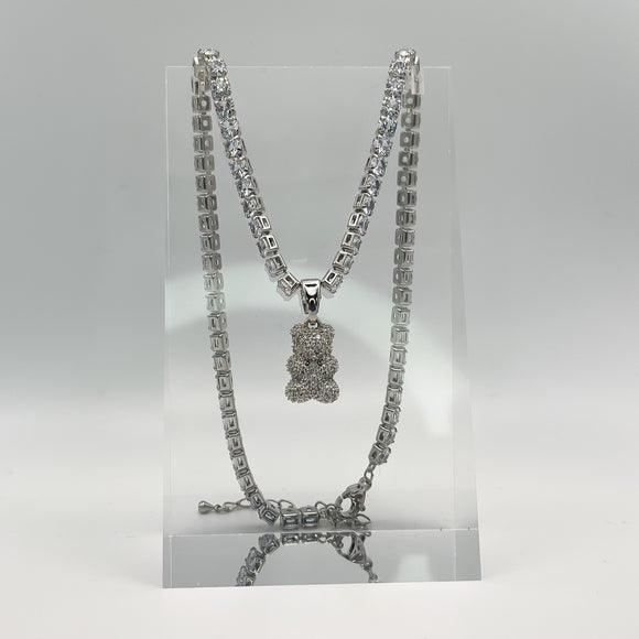 Mama Bear Necklace - Shiny Silver